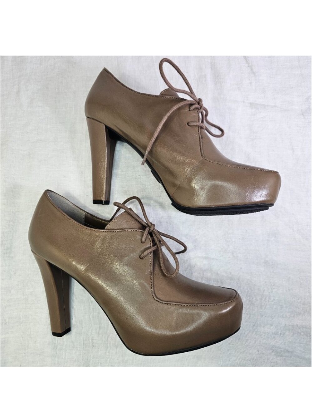 Me Too Lynessa Genuine Leather Chunky Platform Oxford Bootie Pumps 8 Taupe